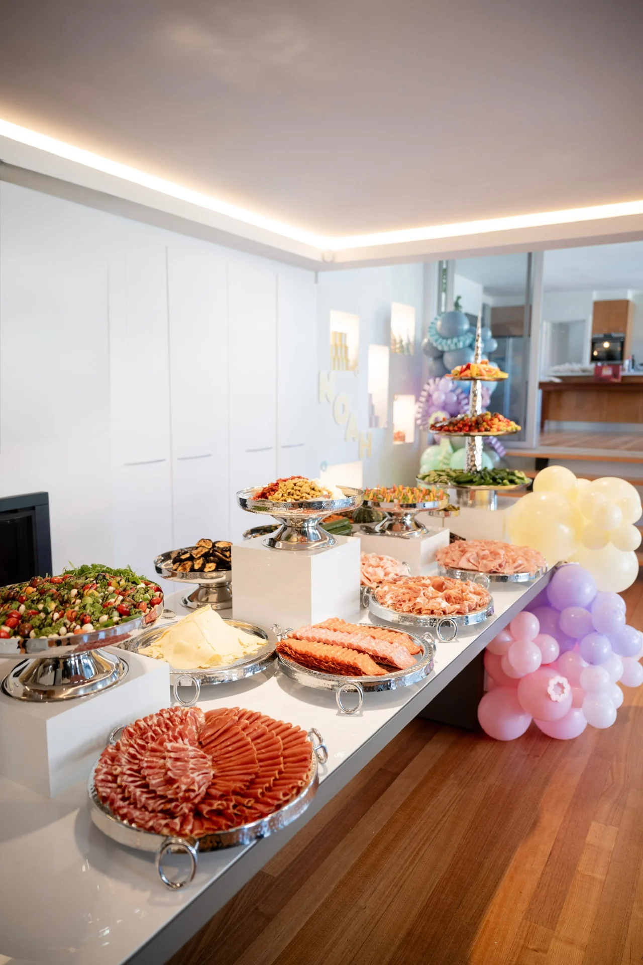 A styled Mr. Graze grazing spread across a long table